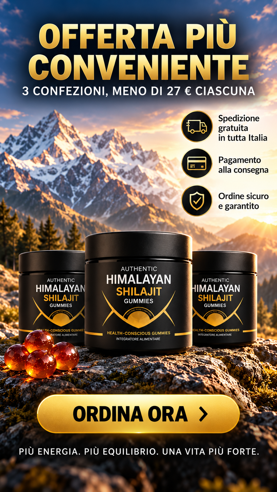 Caramelle Gommose di Shilajit 100% Puro dell'Himalaya (Confezione da 60 Gommose)