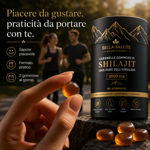 Caramelle Gommose di Shilajit 100% Puro dell'Himalaya (Confezione da 60 Gommose)